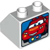 Duplo Brick 2 x 2 Slope 45° with Lightning McQueen Print