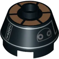 Brick Round 2 x 2 Truncated Cone with Silver and Copper Droid Print (R5-J2)