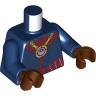 Torso, Gold Pendant with Eye, Dark Red Collar, Sash, Key, Flasks on Back Print, Dark Blue Arms, Reddish Brown Hands