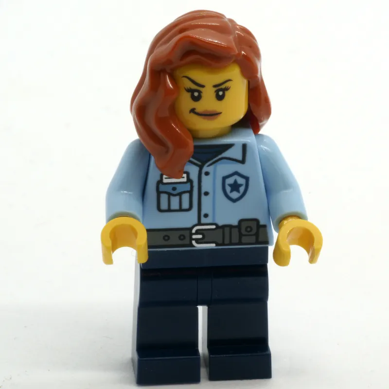 Police Officer - Bright Light Blue Torso, Dark Blue Legs, Dark Orange Hair