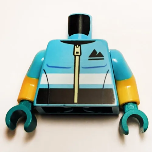 Torso, Dual Molded Arms, Sports Jacket, Zipper, Black Mountains print with Medium Azure Sleeves Pattern, Yellow Arms, Dark Turquoise Hands
