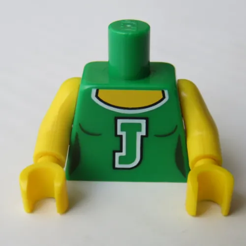 Torso Tank Top with Scoop Neck and White 'J' Print, Yellow Arms and Hands