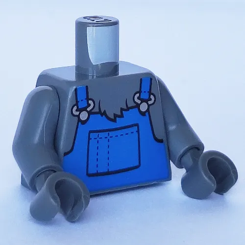Torso Overalls, Blue with Pocket, over Fur Print, Dark Bluish Gray Arms and Hands