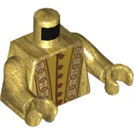 Torso Robes, Ornate Trim, Open over Vest with Buttons, Dark Red Lines Print, Pearl Gold Arms and Hands