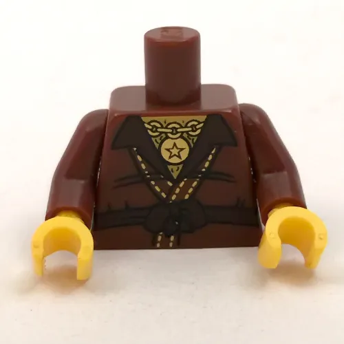 Torso Robe, Gold Chain / Gold Star on Back Print, Reddish Brown Arms, Yellow Hands