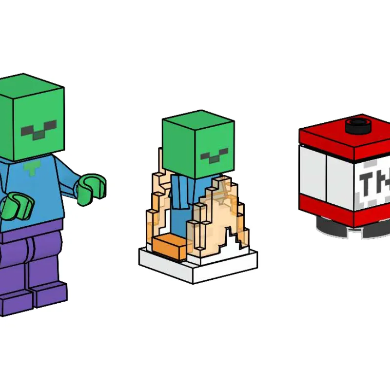 Zombie with Burning Baby Zombie and TNT