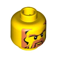 Minifig Head Aquaraider / King / Dwarf / Warrior, Light Brown Beard with Sideburns and Eyebrows Print [Blocked Open Stud]