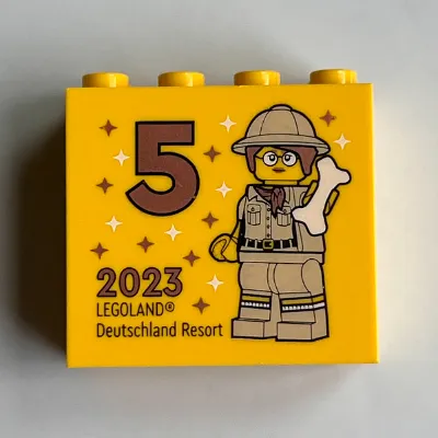 Brick 2 x 4 x 3 with 'LEGOLAND Deutschland Resort 5 2023', Explorer (Besuchsmeister Bronze) Print