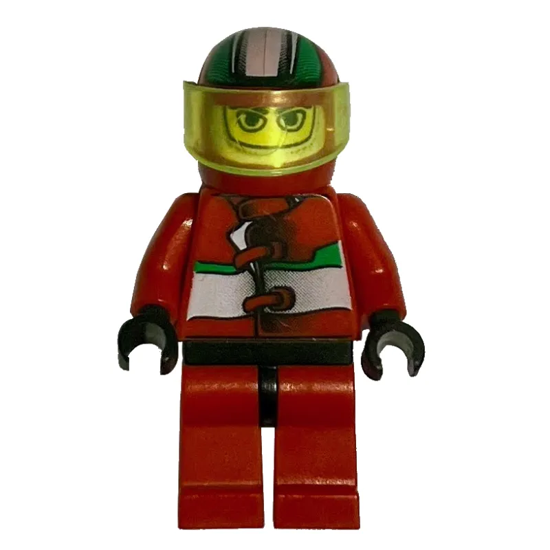 Race Driver, Red Torso, Red Legs, Black Helmet, Jungle Monster