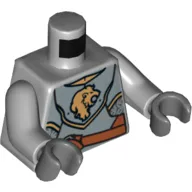 Torso Armor Breastplate with Gold Lion Head, Belt / '2012 The LEGO Store Woodlands, TX' on Back Print, Light Bluish Gray Arms, Dark Bluish Gray Hands