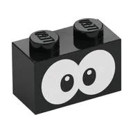 Brick 1 x 2 with White Eyes print