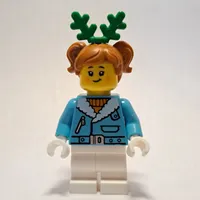 Girl, Medium Azure Jacket, Short White Legs, Dark Orange Hair