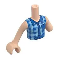 Minidoll Torso, Left Limb Reduction with Blue/Bright Light Blue Plaid Shirt print, Light Nougat Arms and Hand