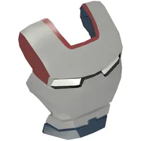 Headwear Accessory Visor Top Hinge with Silver Face Shield, White Eyes and Dark Red Trim Print (Iron Patriot)