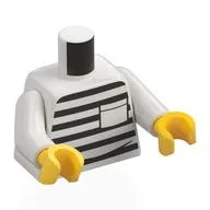 Torso Prison Shirt, Black Stripes, White Pocket print, White Arms, Yellow Hands