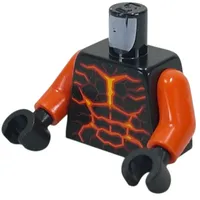 Torso, Orange/Yellow Lava Patterns print, Reddish Orange Arms, Black Hands