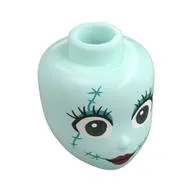 Minidoll Head, Green Eyes, Dark Turquoise Eyeshadow, Stitches, Dark Red Lips