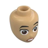 Minidoll Head, Black Eyebrows, Reddish Brown Eyes, Nougat Lips, Scared