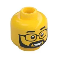 Minifig Head, Glasses, Beard, Moustache, Big Grin print