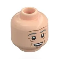 Minifig Head Bilbo Baggins, Light Bluish Grey Eyebrows, Wrinkles, Open Mouth Stare / Smirk, Raised Eyebrow