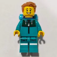 Hiker, Dark Turquoise Tracksuit, Medium Nougat Hair, Backpack