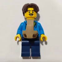 Dad, Dark Azure Torso, Dark Blue Legs, Dark Brown Hair, Baby Carrier