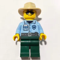 Ranger, Bright Light Blue Torso, Dark Green Legs, Fedora, Sunglasses