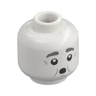 Minifig Head Fat Friar, Dark Bluish Grey Eyebrows, Wrinkles, Open Mouth Round/Closed