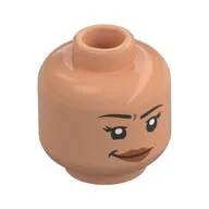 Minifig Head Sammy, Eyelashes, Dark Orange Lips, Open Mouth Smile / Closed Mouth Smirk Print