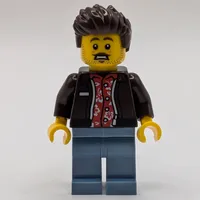 Man, Dark Brown Jacket, Sand Blue Legs, Dark Brown Hair