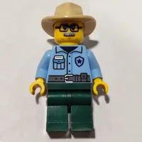 Ranger, Bright Light Blue Torso, Dark Green Legs, Fedora, Moustache