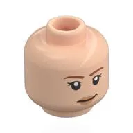 Minifig Head Max Mayfield, Dark Orange Eyebrows, Nougat Lips, Crooked Smirk / Angry