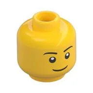 Minifig Head, Black Eyebrows, Thin Grin, Eyes with White Pupils Print [Hollow Stud]