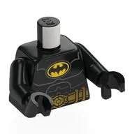 Torso, Black Batman Logo on Yellow Background, Muscles, Gold Utility Belt Print, Black Arms and Hands