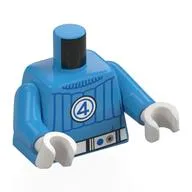 Torso, Blue Stripes, White Circle with Blue 4, White Belt Print, Dark Azure Arms, White Hands