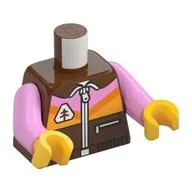 Torso, Jacket with Bright Pink/Orange/Bright Light Orange Decorations, Zipper print, Bright Pink Arms, Yellow Hands, NO.6373