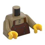 Torso Apron, Reddish Brown with Pocket print, Dark Tan Arms, Yellow Hands