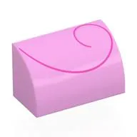 Brick Curved 1 x 2 x 1 No Studs with Dark Pink Large Spiral Print