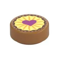 Tile Round 1 x 1 with Cookie/Pie with Heart print