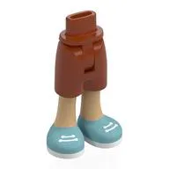 Minidoll Hips and Mid-Length Shorts with Warm Tan Legs, Medium Blue Shoes, White Laces, Soles print