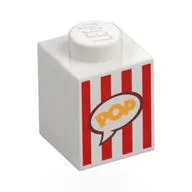 Brick 1 x 1 with Popcorn Bucket print