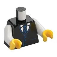 Torso Vest with White Shirt and Blue Tie, Buttons Print, White Arms, Yellow Hands