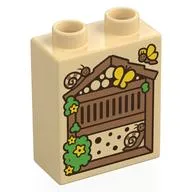 Duplo Brick 1 x 2 x 2 with Beehive Print