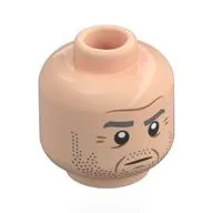 Minifig Head Denethor, Dark Bluish Grey Beard, Stubbled Beard, Wrinkles, Worried / Scared