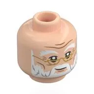 Minifig Head Albus Dumbledore, Gold Glasses, White Beard, Smirk / Open Mouth