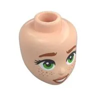 Minidoll Head, Dark Orange Eyebrows, Bright Green Eyes, Freckles print