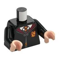 Torso Robes with Dark Red Collar, Buttoned with Gryffindor Crest Print, Black Arms, Light Nougat Hands
