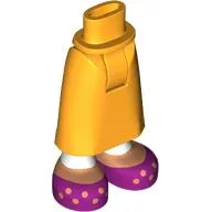 Minidoll Hips and Skirt with Ankles with White Pants, Medium Nougat Legs, Magenta Shoes with Orange Dots print