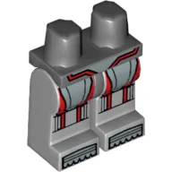 Hips and Light Bluish Gray Legs with Silver Armor with Red Vertical Lines and Silver Boots Print