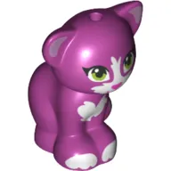 Animal, Cat, Sitting with Lime Eyes, Magenta Nose, and White Markings Print